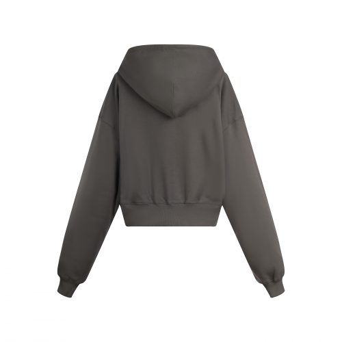 Grey zip-up short sweatshirt - 图片 2